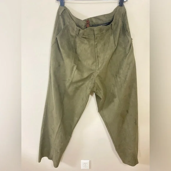 New Vintage CREME DE SILK Olive Green Poly & rayon Mix Pant Mens Size L Waist 36